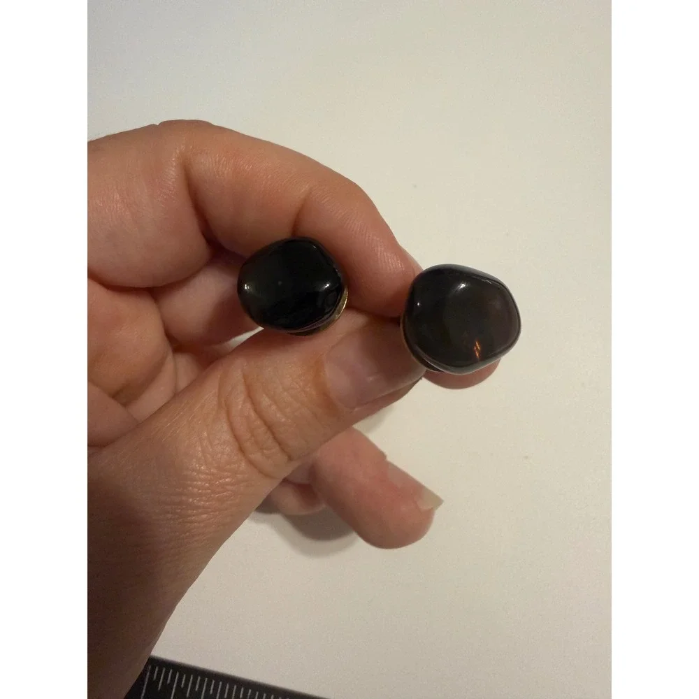 Vintage Swank Gold Tone Black Onyx Pebble Cabochon Cufflinks Pat 2920365 Mid Mod